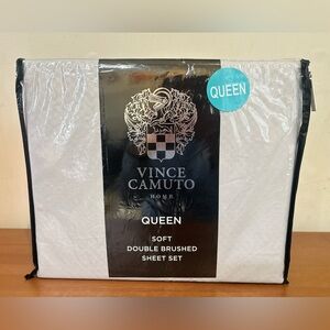 Vince Camuto Queen Sheet Set White 100% Polyester Double Brushed Soft